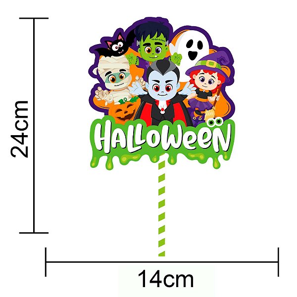 ENFEITE TOPO DE BOLO FESTA HALLOWEEN INFANTIL MOSNTROS - PIFFER