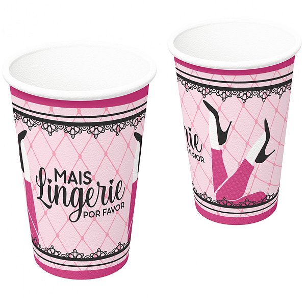 COPO DE PAPEL DESCARTÁVEL FESTA CHÁ DE LINGERIE - 300ML - 8 UNIDADES - FESTCOLOR - LOJA DO ABENÇOADO