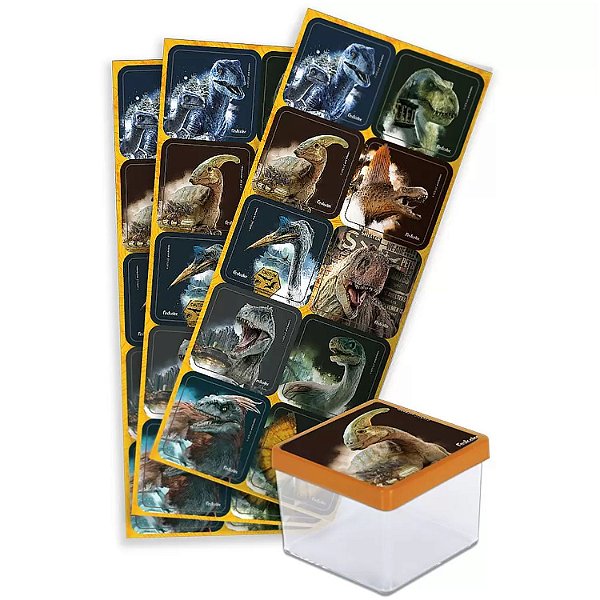 ADESIVO QUADRADO JURASSIC WORLD - 03 CARTELAS - FESTCOLOR