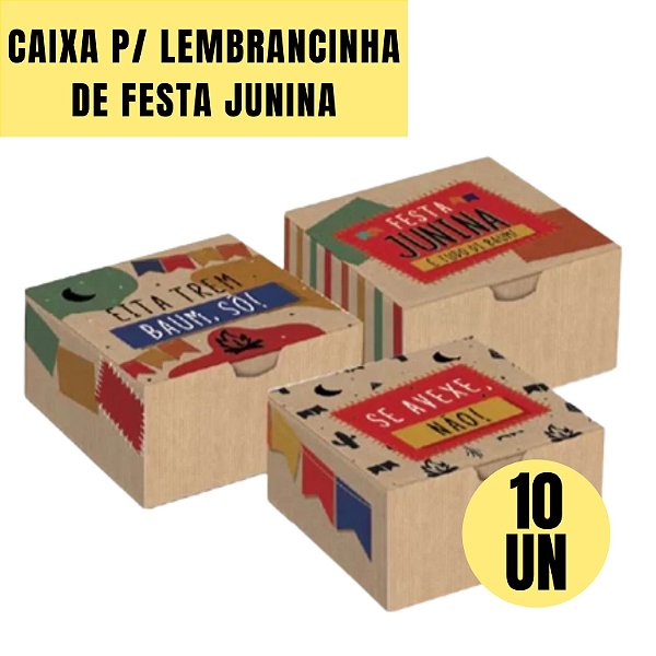 KIT 10 CAIXAS P/ PRENDA FESTA JUNINA ARRAIÁ KRAFT FRASES