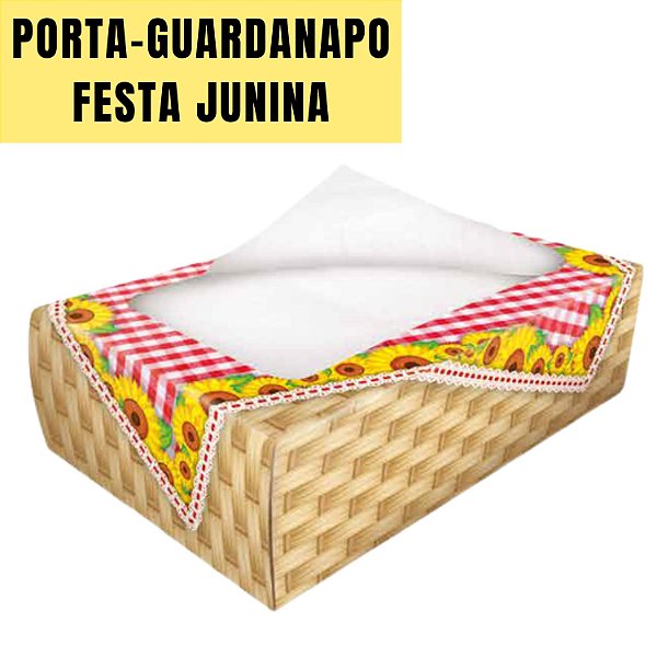 PORTA-GUARDANAPO GIRASSOL FESTA JUNINA ARRAIÁ - 40 GUARDANAPOS - KAIXOTE