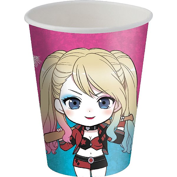 COPO DESCARTÁVEL 200ML FESTA ARLEQUINA / HARLEY QUINN - 08 UNIDADES - FESTCOLOR