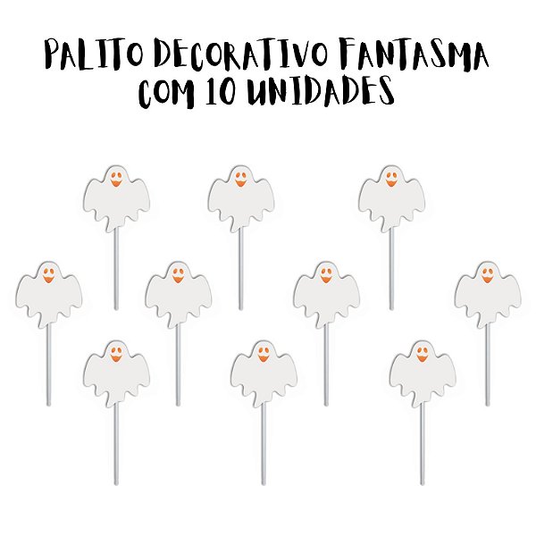 PALITO PICK DECORATIVO FANTASMA FESTA HALLOWEEN - 10 UNIDADES - DUSTER FESTAS