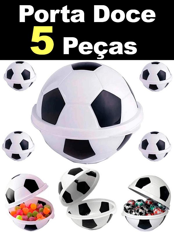 5 PORTA MIX BOLA DE FUTEBOL POTE DE DOCES FESTAS COR BRANCO E PRETO BOLA FUTEBOL PORTA MIX KIT POTE FESTAS DOCES