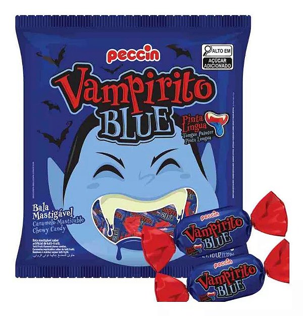 BALA HALLOWEEN MASTIGÁVEL VAMPIRITO BLUE 600G PECCIN