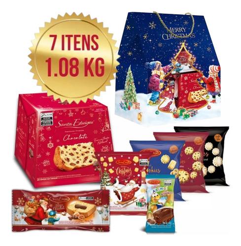 CESTA NATAL PRESENTE CEIA PANETTONE BOLO DECORADA S EDWIGES