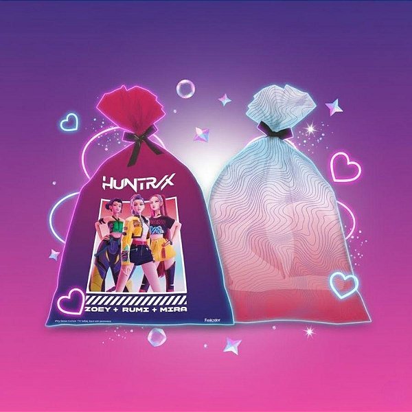 SACOLA PARA LEMBRANCINHA - GUERREIRAS DO K-POP - 25X14,5CM - 8 UNIDADES - FESTCOLOR