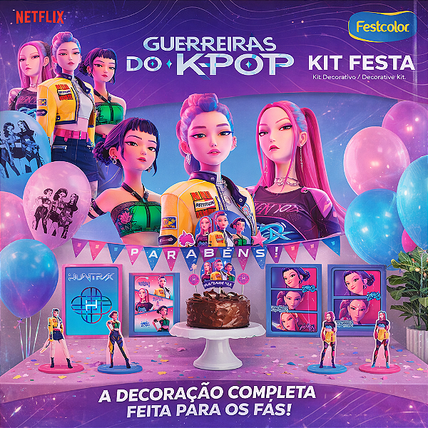 KIT FESTA 24 PECAS GUERREIRAS DO K-POP - FESTCOLOR