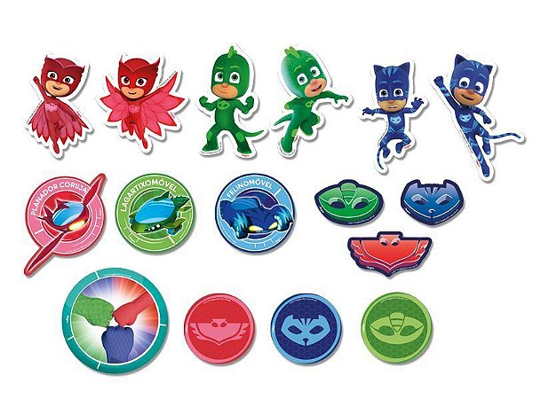 MINI PERSONAGENS DECORATIVOS FESTA PJ MASKS - 39 UNIDADES - REGINA FESTAS