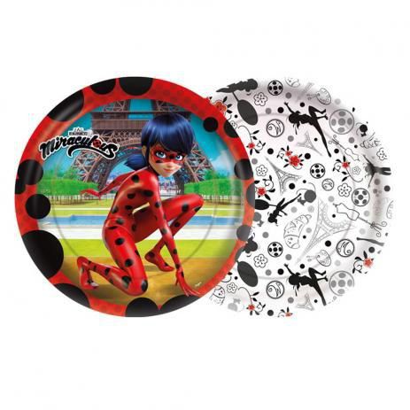 PRATO REDONDO DESCARTÁVEL -  FESTA MIRACULOUS LADYBUG - 08 UNIDADES -  REGINA FESTAS