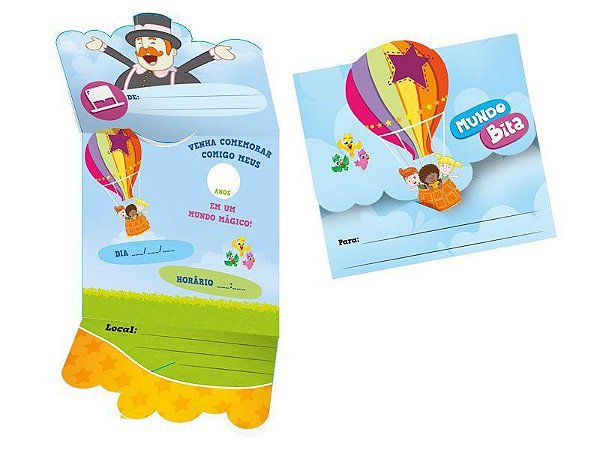 CONVITE FESTA MUNDO BITA - 10CM X 15CM - 08 UNIDADES - REGINA FESTAS
