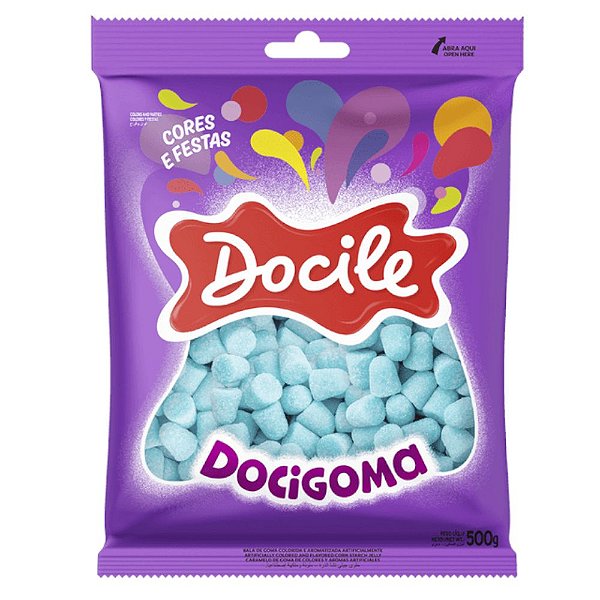 BALA DE GOMA AZUL SABOR MORANGO DOCIGOMA - 500G - DOCILE