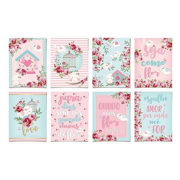KIT CARTAZ DECORATIVO FESTA JARDIM ENCANTADO - 8 UNIDADES - CROMUS