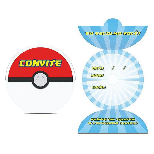 CONVITE PARA FESTA POKEMON - 8 UNIDADES - JUNCO