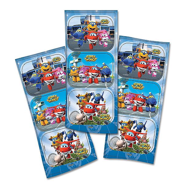 LEMBRANCINHA ADESIVOS RETANGULARES SUPER WINGS 12 UNIDADES - FESTCOLOR5