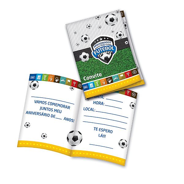 CONVITE DE ANIVERSÁRIO FUTEBOL 08 UNIDADES - FESTCOLOR