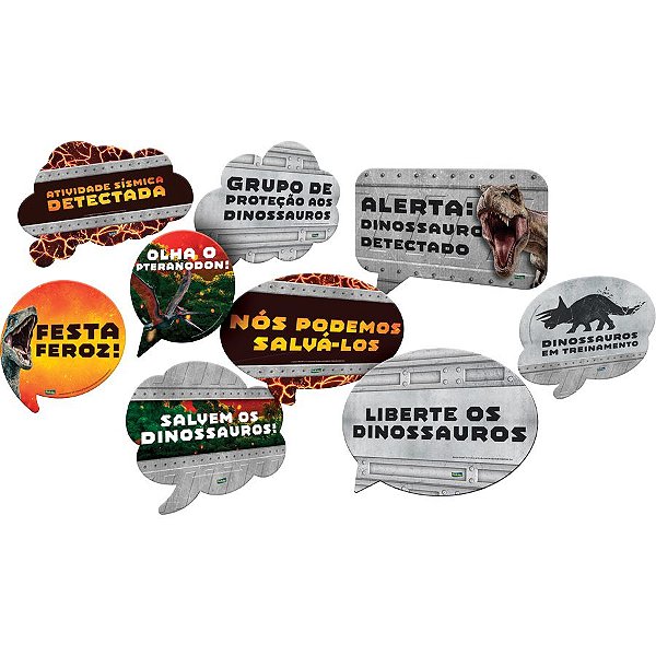 KIT PLACAS DECORATIVAS JURASSIC WORLD 09 UNIDADES - FESTCOLOR