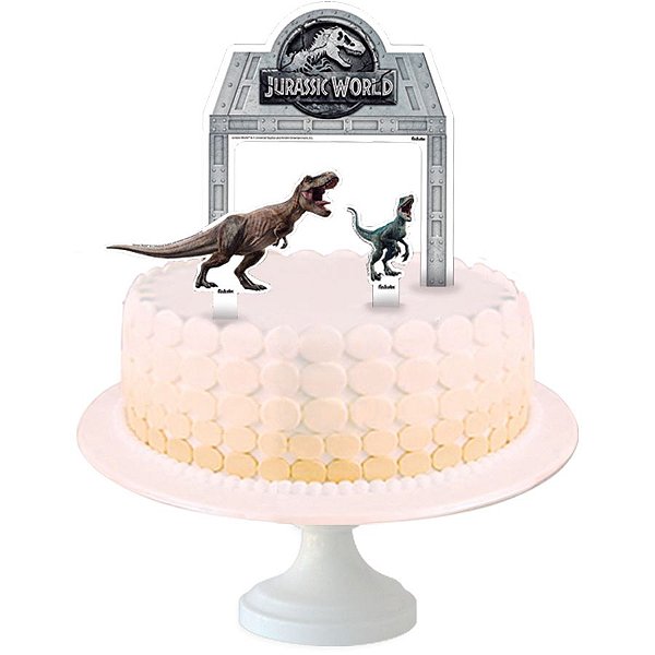 ENFEITE PARA TOPO DE BOLO JURASSIC WORLD 03 UNIDADES - FESTCOLOR