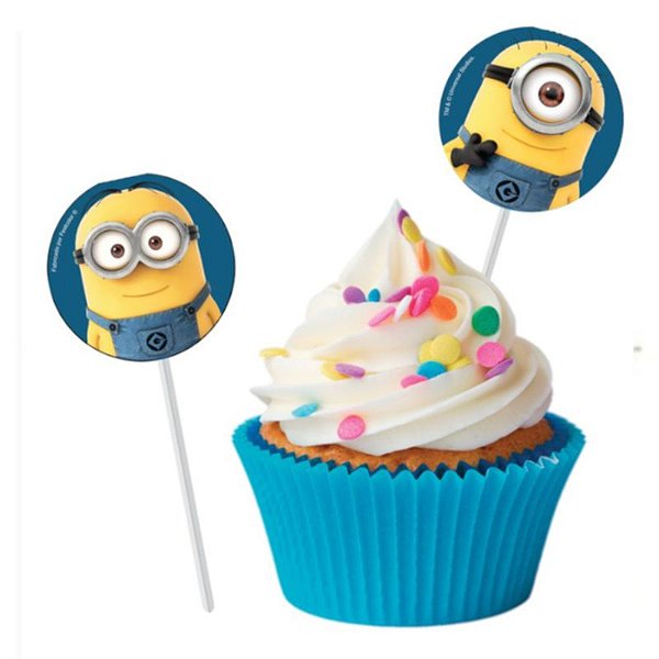 ENFEITE PALITO PICK PARA DOCES FESTA NEW MINIONS - 08 UNIDADES - FESTCOLOR