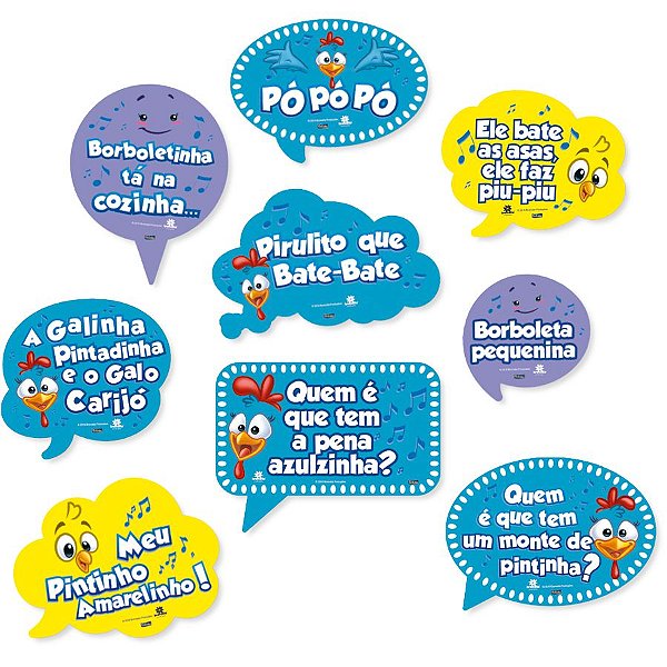 KIT PLACAS DECORATIVAS GALINHA PINTADINHA 09 UNIDADES - FESTCOLOR