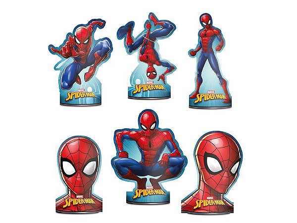 ENFEITE DECORAÇÃO DE MESA FESTA HOMEM ARANHA - 06 UNIDADES - REGINA FESTAS