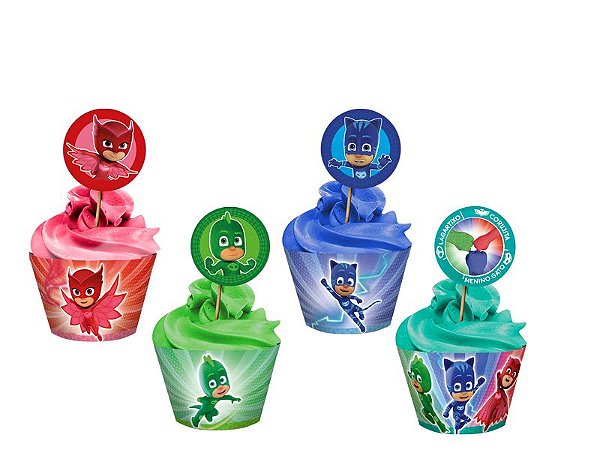 WRAPPER PARA CUPCAKE FESTA PJ MASKS - 12 UNIDADES - REGINA FESTAS