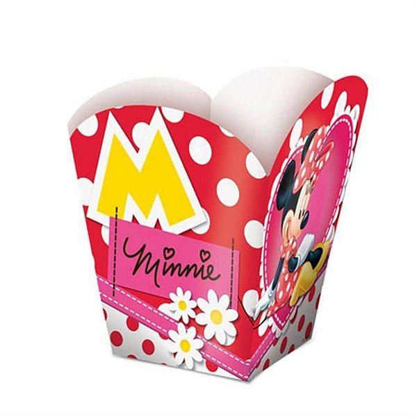 MINI CACHEPOT PARA LEMBRANCINHA FESTA  MINNIE VERMELHA - 08 UNIDADES - REGINA FESTAS