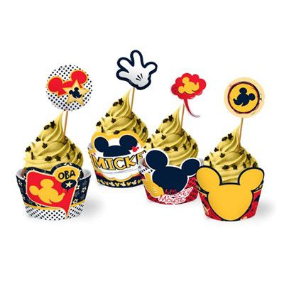 FORMINHA WRAPPER PARA CUPCAKE FESTA MICKEY CLÁSSICO - 12 UNIDADES - REGINA FESTAS