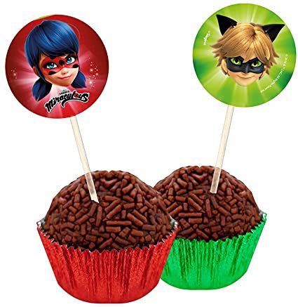 PICK PARA DOCINHOS FESTA MIRACULOUS LADYBUG - 08 UNIDADES - REGINA FESTAS