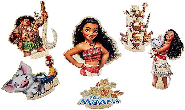 DECORAÇÃO DE MESA FESTA MOANA - CONTÉM 06 UNIDADES - REGINA FESTAS