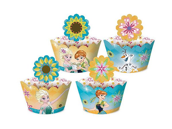 WRAPPER CUPCAKE COM ENFEITE  FESTA FROZEN FEBRE CONGELANTE - 12 UNIDADES - REGINA FESTAS