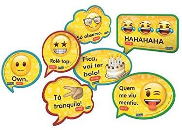 KIT PLAQUINHAS DECORATIVAS EMOJI 09 UNIDADES - FESTCOLOR