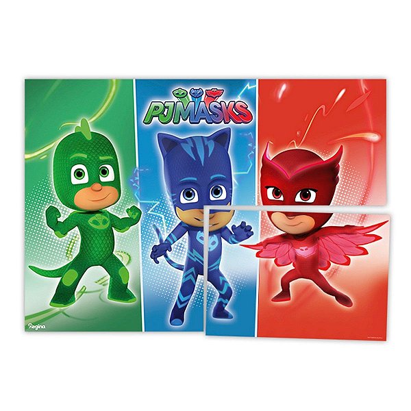 PAINEL DE MONTAR DECORATIVO FESTA PJ MASKS 1,26M X 88CM - REGINA FESTAS