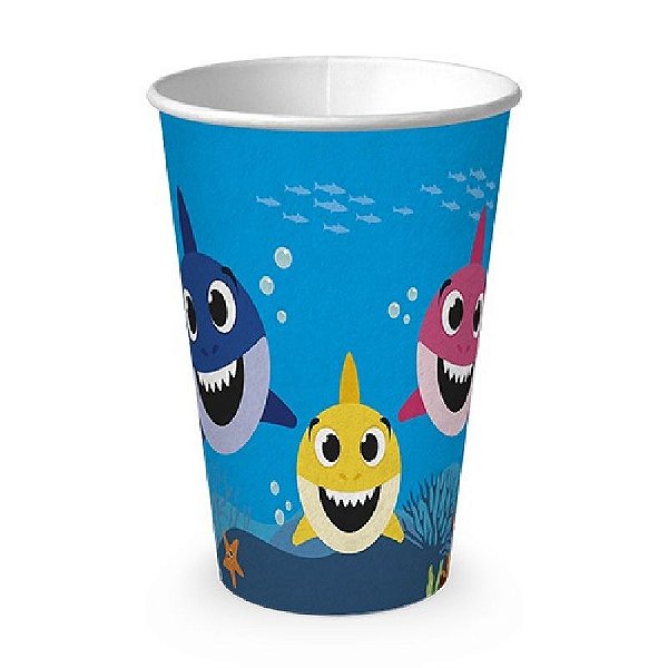 COPO DE PAPEL DESCARTÁVEL FESTA FAMILLY SHARK 330ML 08 UNIDADES - JUNCO