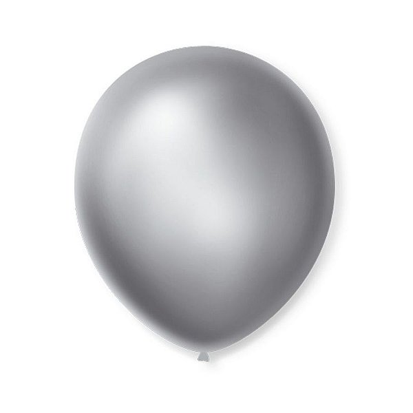 BALÃO DE FESTA LATEX 9'' 23CM - CINTILANTE PRATA - 50 UNIDADES - SÃO ROQUE