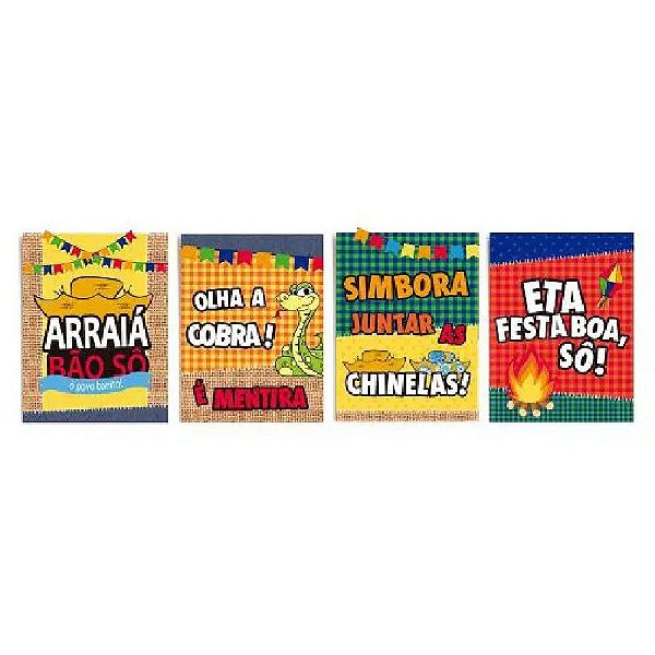 KIT PAINEL CARTAZ PARA DECORAÇÃO FESTA JUNINA 8 UNIDADES - CROMUS