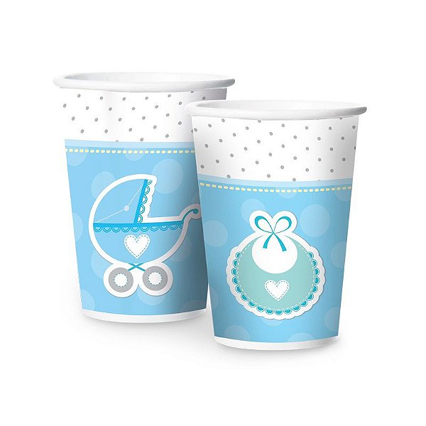 COPO DESCARTÁVEL CHÁ DE BEBÊ MENINO - 08 UNIDADES - REGINA FESTAS
