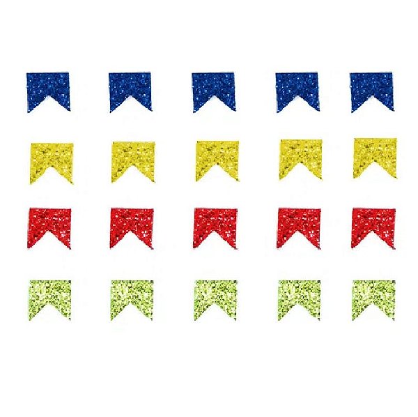 APLIQUE BANDEIRINHA JUNINA P COM GLITER - 20 UNIDADES - MAKE FESTAS