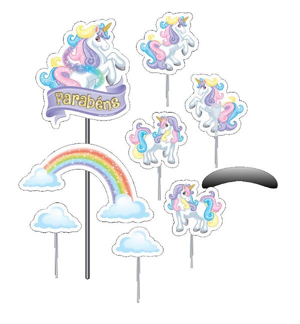 TOPO DE BOLO FESTA UNICÓRNIO - REFERÊNCIA 118042 - PIFFER