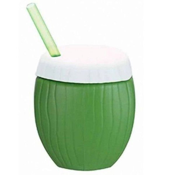 COPO CÔCO VERDE COM CANUDO - 300 ML - INJETEMP