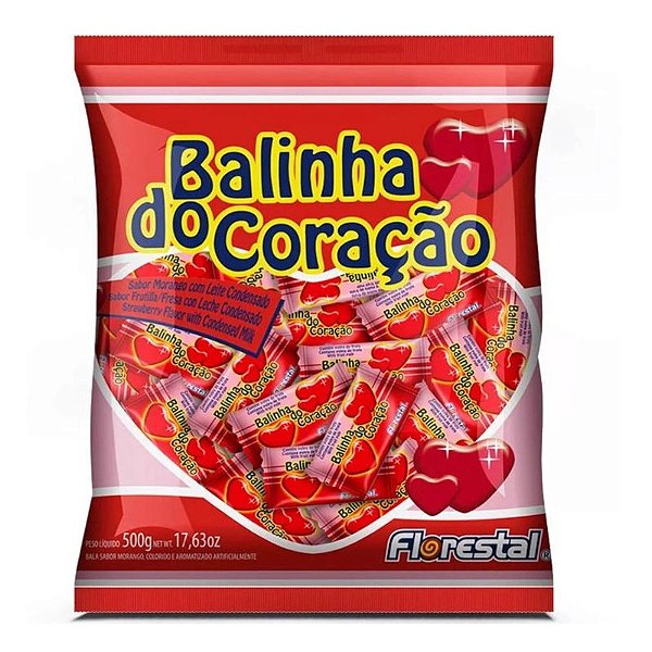 BALINHA CORACAO SABOR MORANGO 700G - FLORESTAL