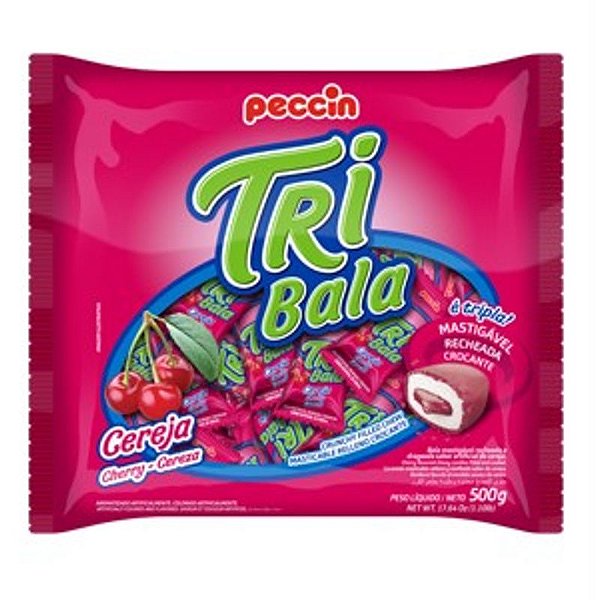 BALA RECHEADA TRI BALA SABOR CEREJA 500GR - PECCIN