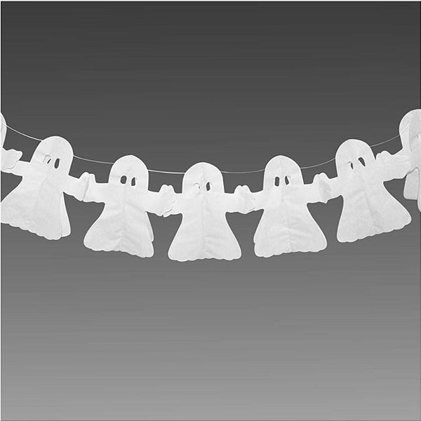 FAIXA DECORATIVA GUIRLANDA FANTASMA FESTA HALLOWEEN - 4,5M X 18,3CM - LOJA DO ABENÇOADO