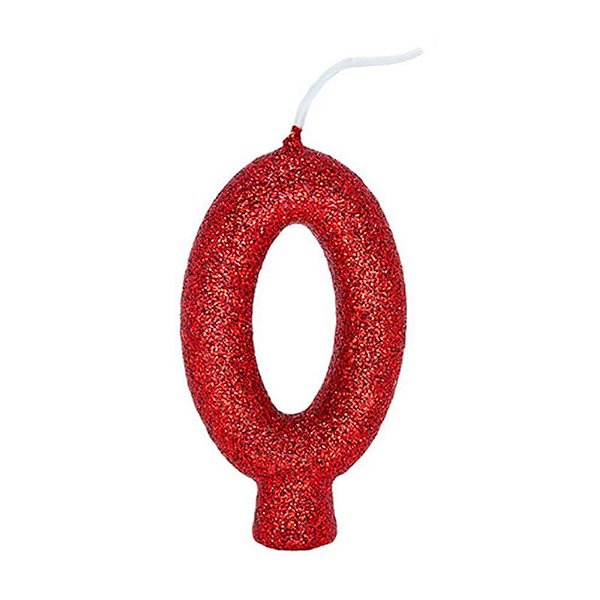 VELA DE ANIVERSÁRIO N°0 CINTILANTE VERMELHO 01 UNIDADE - REGINA FESTAS