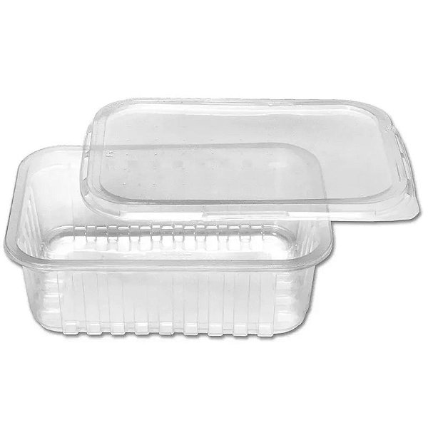 POTE RETANGULAR SIMPLIFIC 400ML CRISTAL COM TAMPA - 10 UNIDADES - GALVANOTEK