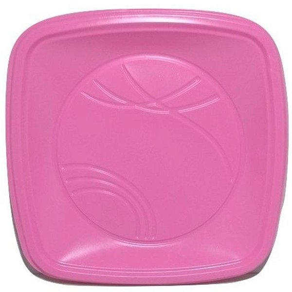 PRATO QUADRADO DE SOBREMESA 15 CM ROSA  - 10 UNIDADES - TRIK TRIK