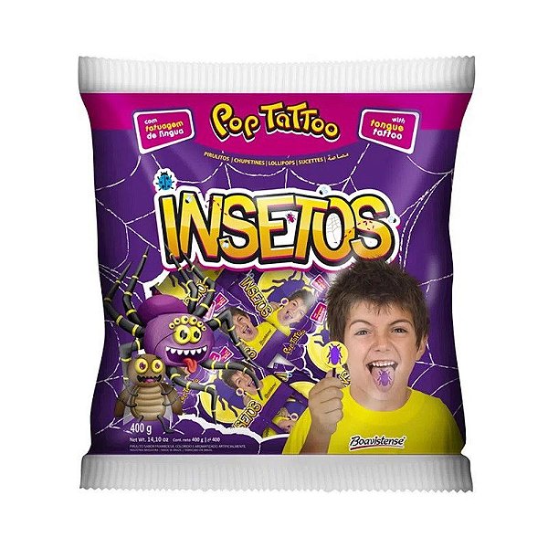 PIRULITOS HALLOWEEN TATTOO INSETOS  POP 400GR BOAVISTENSE