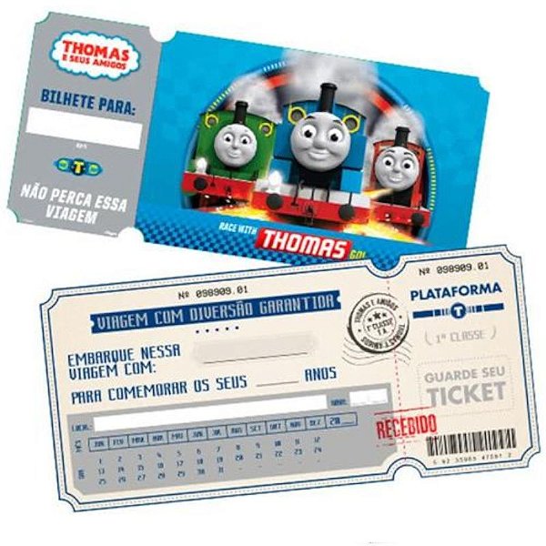 CONVITE DE ANIVERSÁRIO FESTA THOMAS E SEUS AMIGOS - 08 UNIDADES - REGINA FESTAS