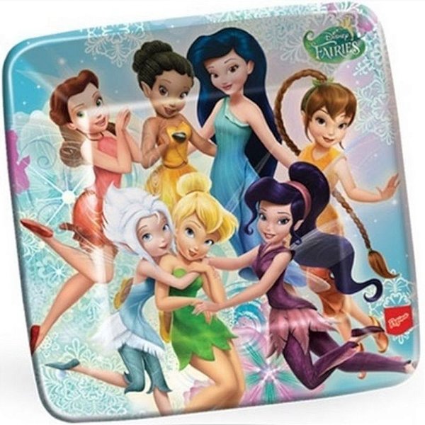 PRATO DESCARTÁVEL QUADRADO FESTA FADAS INVERNO - 08 UNIDADES - REGINA FESTAS