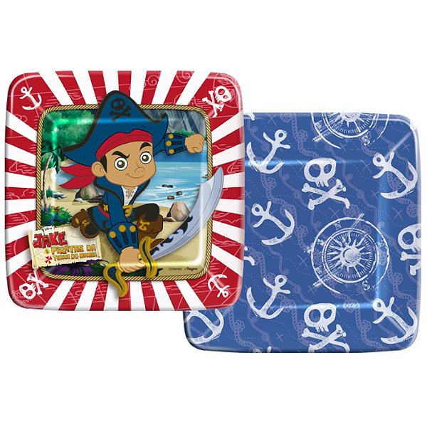 PRATO DESCARTÁVEL - FESTA  JAKE E OS PIRATAS DA TERRA DO NUNCA - CONTÉM 08 UNIDADES - REGINA FESTAS
